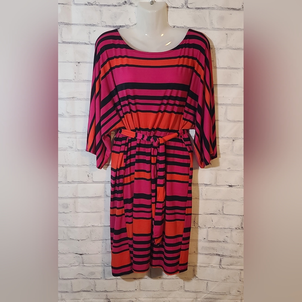 Prelude Pink & Orange Belted Dress